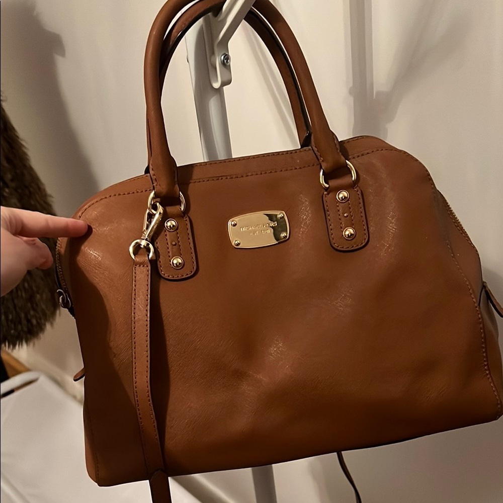 Michael Kors Brown Satchel with Gold Hardware